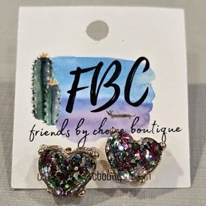 Glitter Heart Stud Earrings
